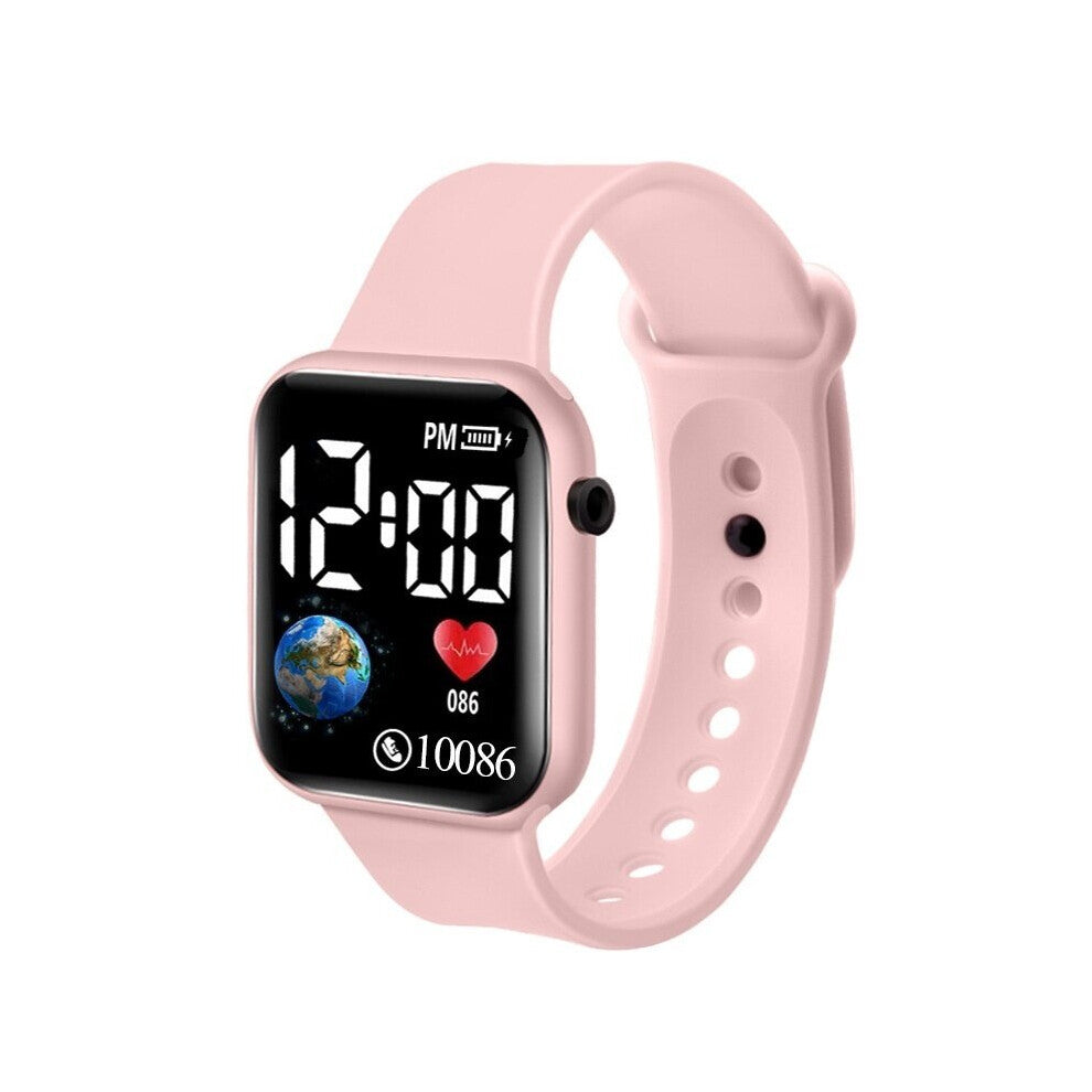 LED Student Sport Electronic Watch Small Square Waterproof Wrist Band Youth Casual Watch Silicone Strap Watchband