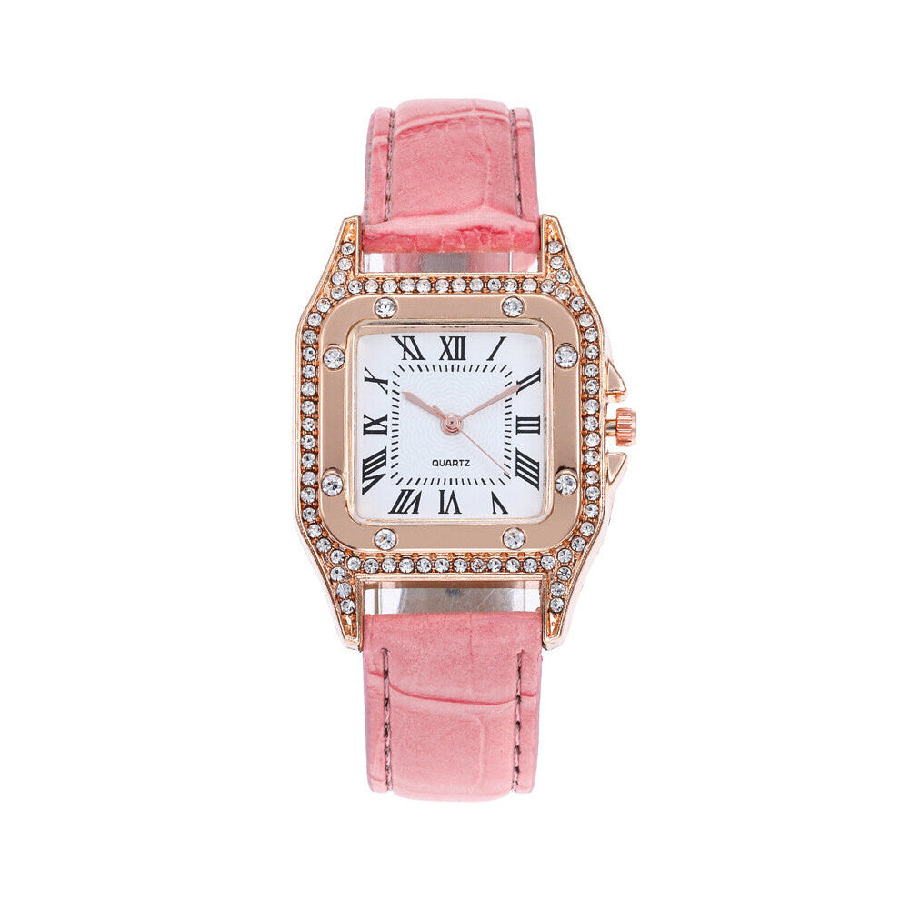 Women Diamond Watch Starry Square Dial Bracelet Watches Ladies Leather Band Quartz Wristwatch Female Clock Zegarek Damski