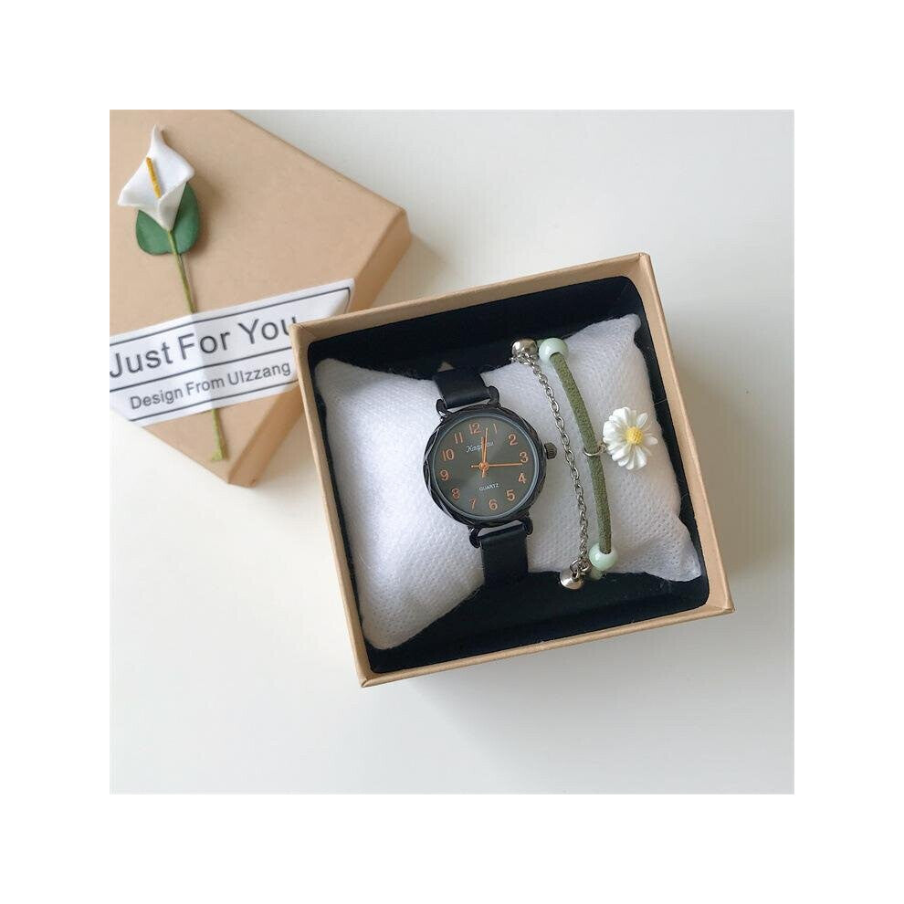 Quartz Waterproof Watch for Ladies Stainless Steel Dial Casual Bracelet Watch Leather Wrist Watch for Women