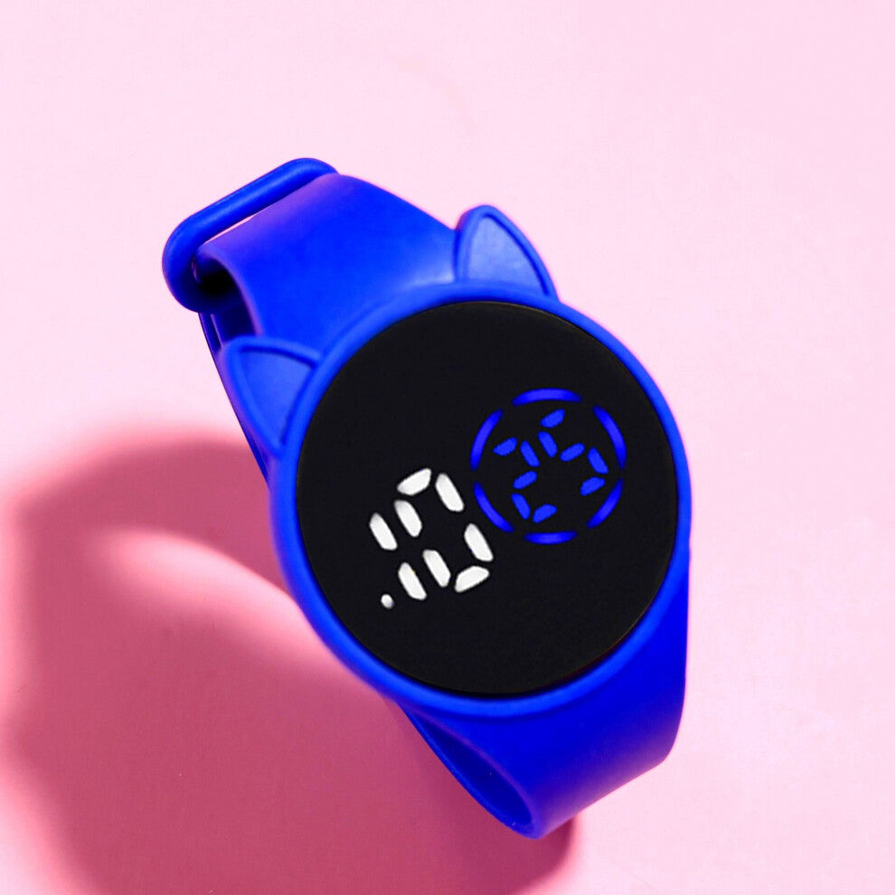 Cartoon Cat Ears LED Electronic Watch Men and Women Digital Watches Student Children Waterproof Bracelet Round Touch Wrist Watch
