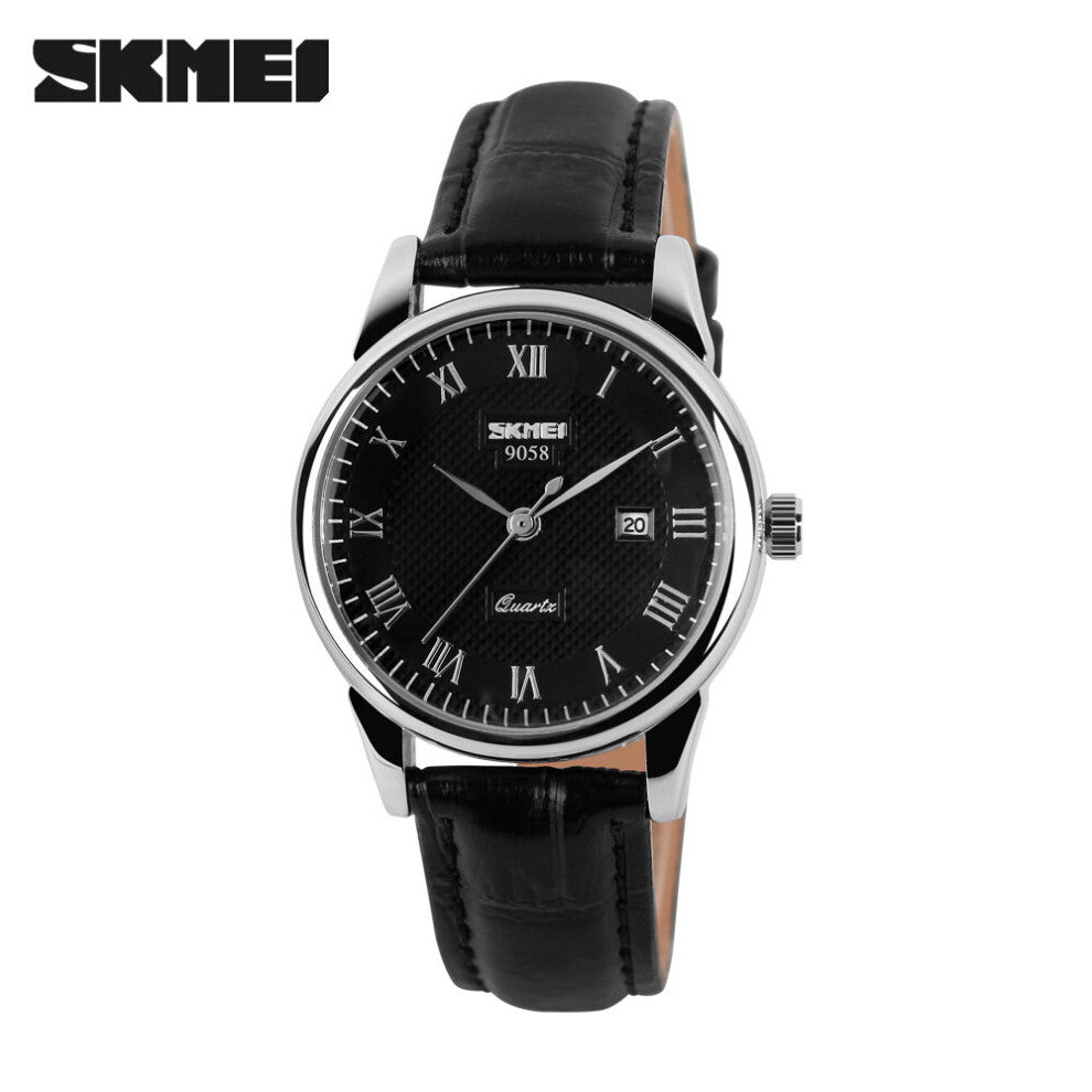 Mens Watches Couple Business Leather Strap 3Bar Waterproof Quartz Wristwatches Relogio Masculino