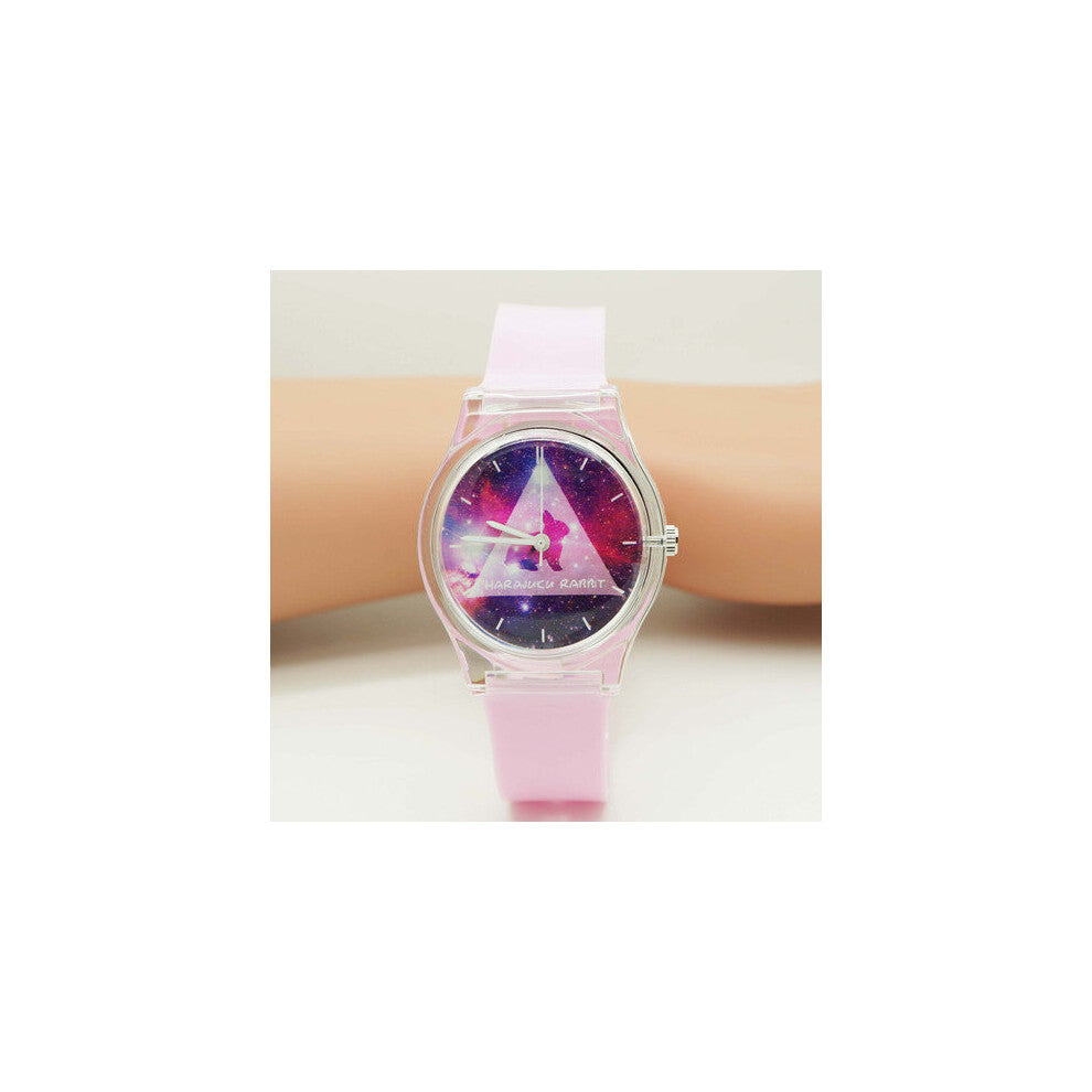 Women Watches For Girls Pink Rabbit Cartoon Quartz Wristwatches Life Waterproof Analog Jelly Watch For Kids PENGNATATE