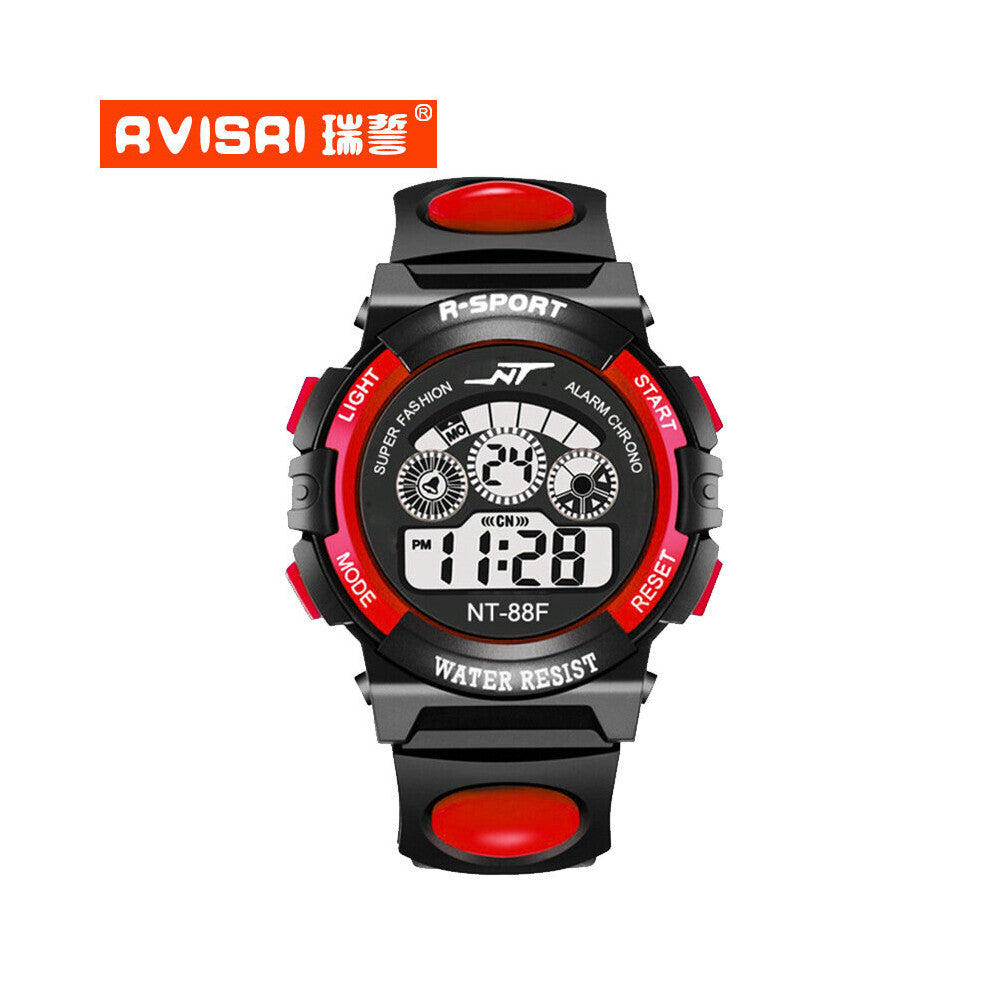 Purple Electronic Watch For Waterproof Children Wrist Watches Rubber Strap Shock Resistant Clock A3904
