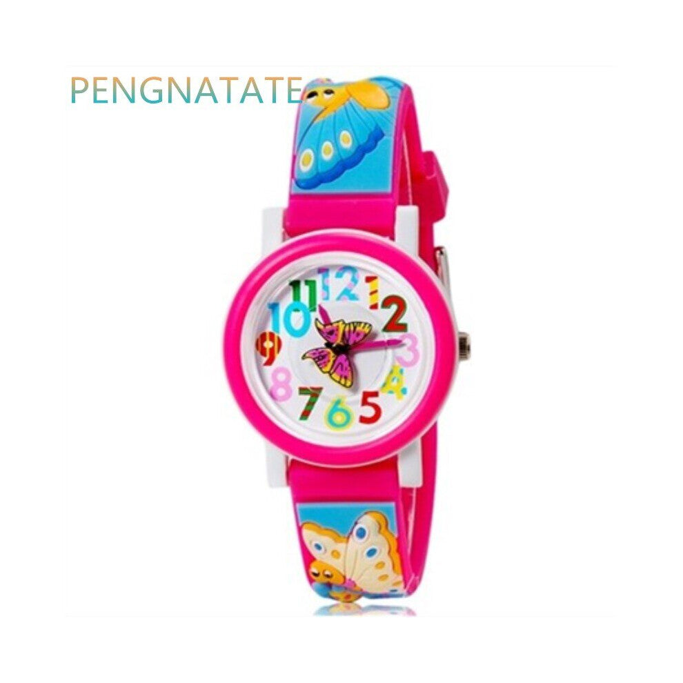 Willis 3D Butterfly Rubber Strap Quartz sports Watches Waterproof Children Watches Clock Child Female student Watch