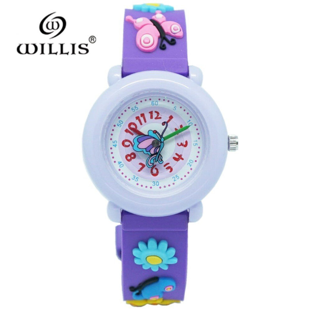 3D Butterfly Quartz child Silicone jelly Wristwatch Girl Casual Female waterproof Clock Relogio Feminino