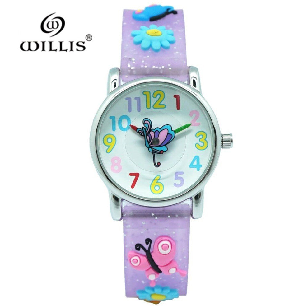 3D Butterfly Quartz Silicone Watches Girl baby Casual Wristwatch child waterproof Relogio Feminino