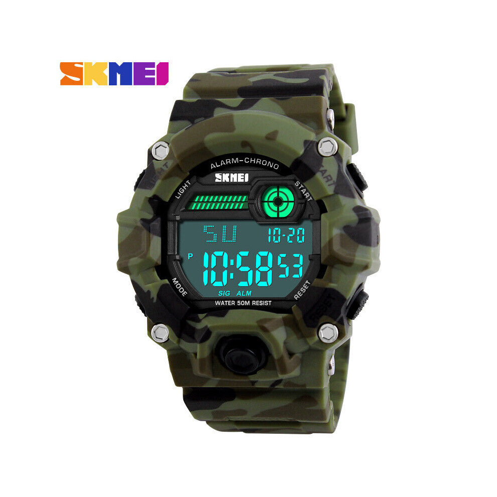 Boys Camouflage LED Sport Watch Waterproof Digital Electronic Military Wristwatch Kids Sports Luminous Alarm Stopwatch Watches