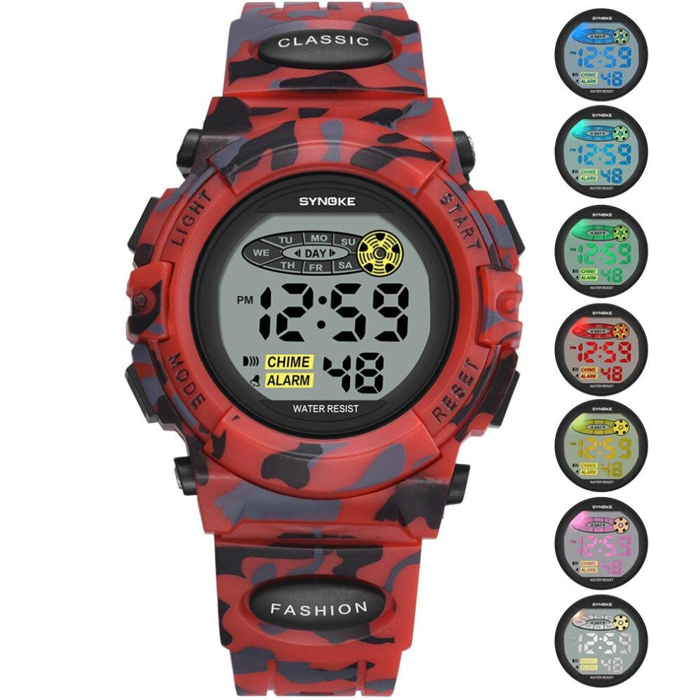 Children Watch LED Digital Electronic Clock Waterproof Outdoor Sport Watches Kids Camouflage Military Wristwatch For Boys Girls