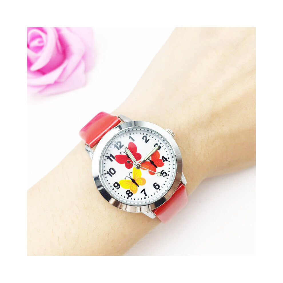 Butterfly Pattern Series Children Watch For Girls Analog Quartz Boys Watches Pink Jelly Kids Students Ladies Clock