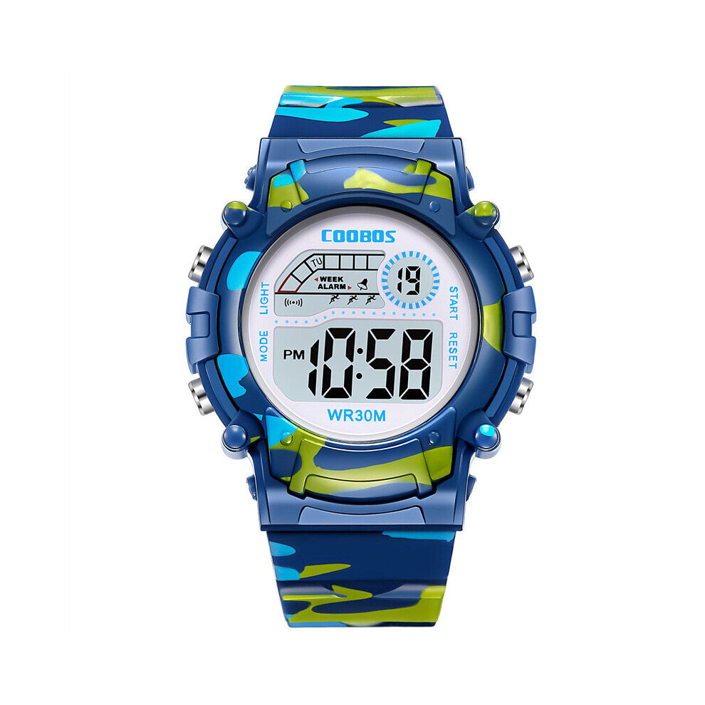 COOBOS Camouflage Kids Watches LED Digital Watch Waterproof Nightlight Alarm For Boys Girls Date Week Children Watch