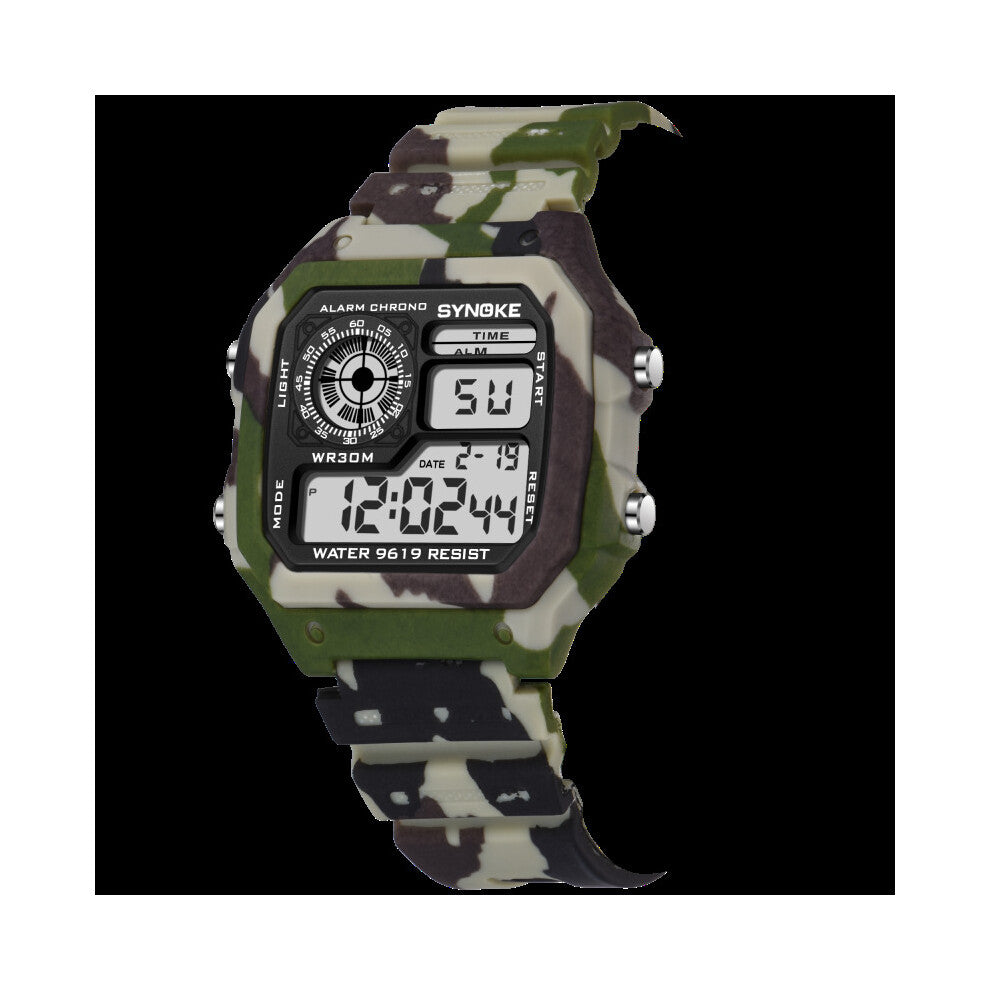 SYNOKE Kids Digital Watches Sports Camouflage Military Function 7 Colorful Luminous Waterproof Children Digital Watches