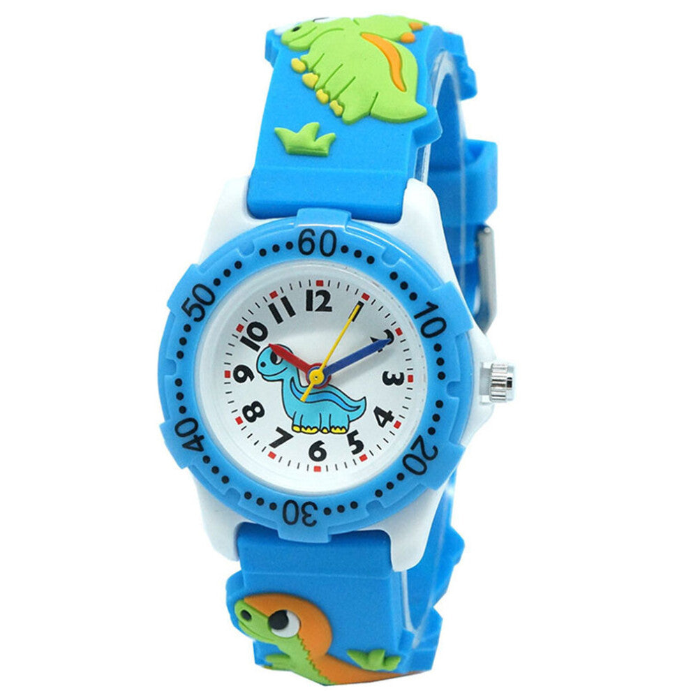Dial Analog Sports Dinosaur Pattern Accurate Waterproof Casual Quartz Movement Round Children Watch