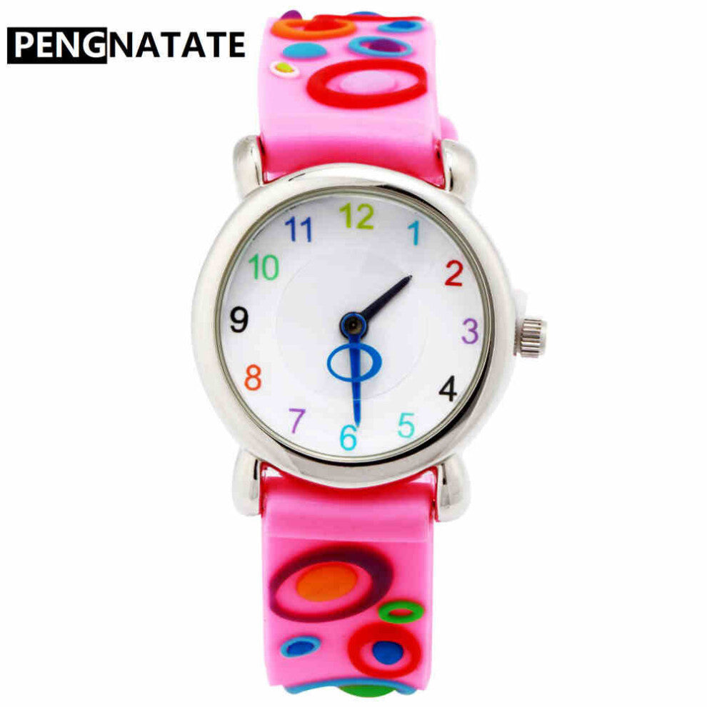 Children Quartz Watches Girl Pink Strap Cartoon Watch Kids 3D Silicone Bracelet Wristwatch Clock