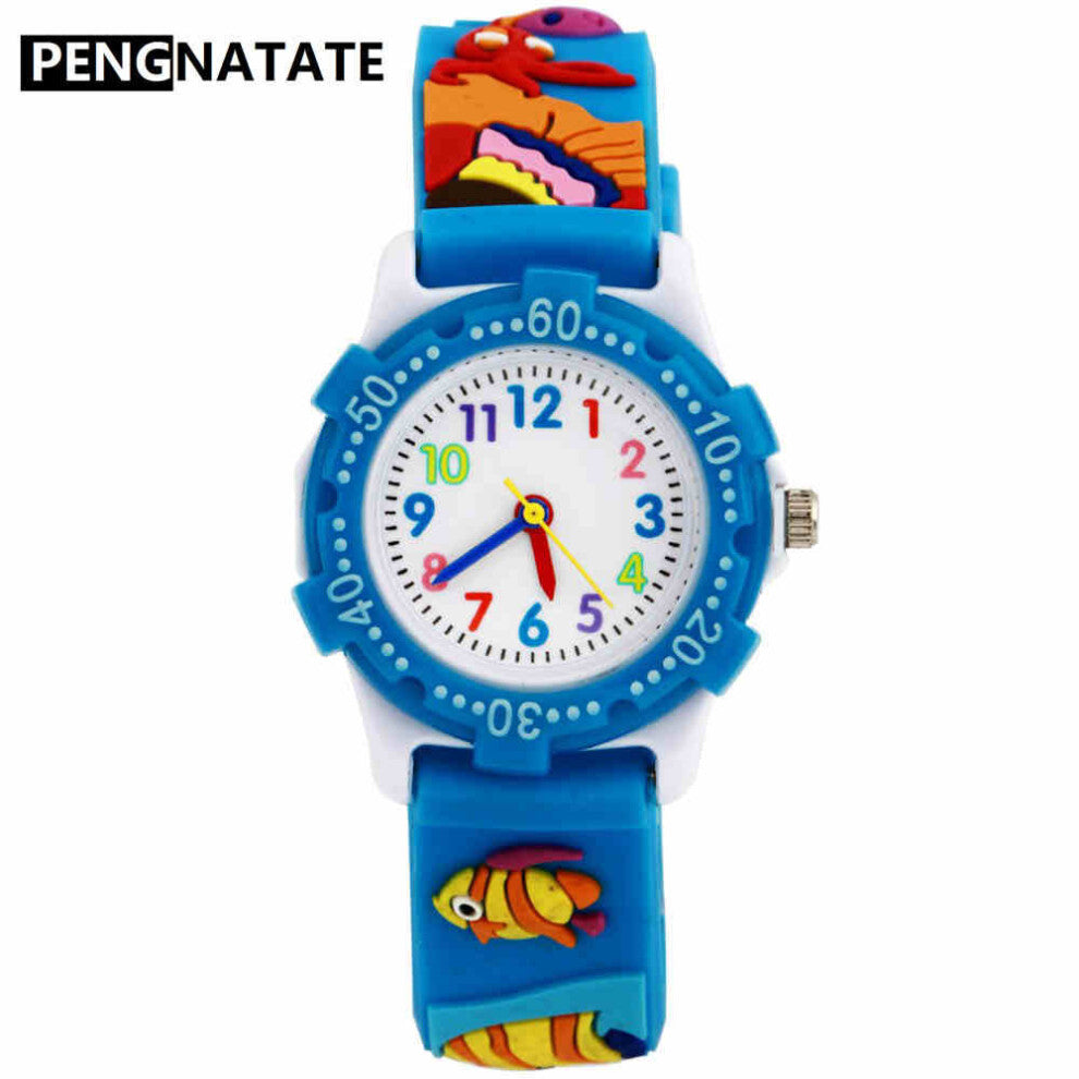 Children Watch for Boys Girls 3D Dolphin Silicone Watches Kids Cartoon Bracelet Wristwatch Students Gift