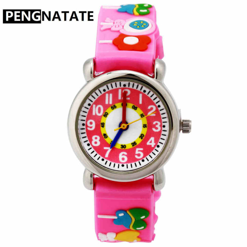 Watch Girl Lovely Pink Children Cartoon Watches 3D Silicone Bracelet Wristwatch Kids Gift Hot Hand Clock