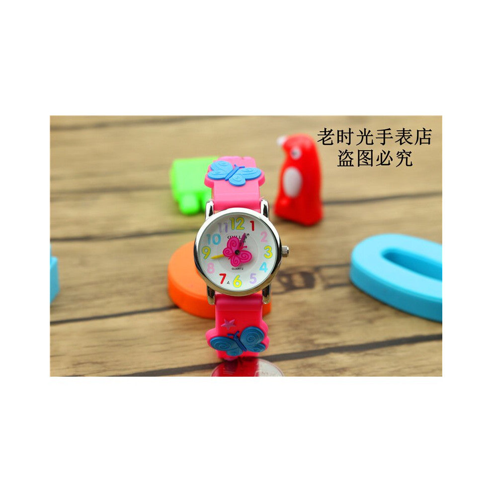 NAZEYT promotion3D Butterfly Rubber Strap Quartz Watches Waterproof Children Qlastic Watches Clock Child Watch