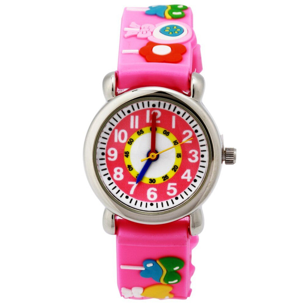 Children Watches Girls Quartz Clock 3D Silicone Strap Cartoon Bracelet Wristwatch Kids Students Watch