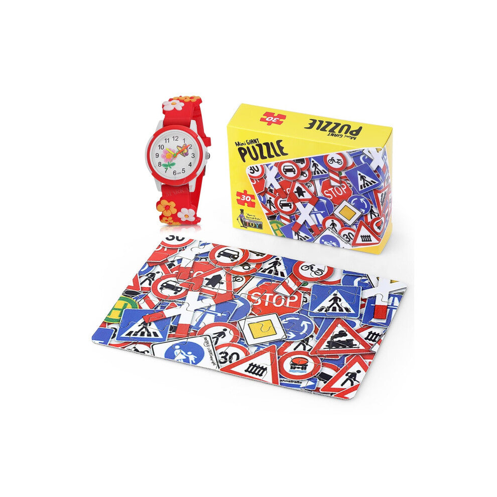 Children Wristwatch And Educational 30 Piece Mini Puzzle Gift Watch Together With Ck-0019c1