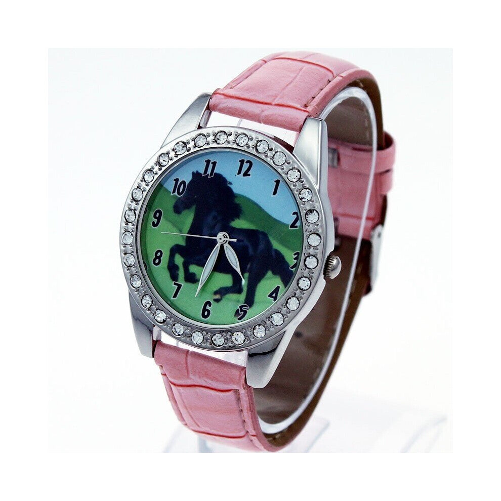 Kids Children Watches Quartz Leather Strap Wrist Watch Boys Girls Watches Cartoon Watches Horse Dial