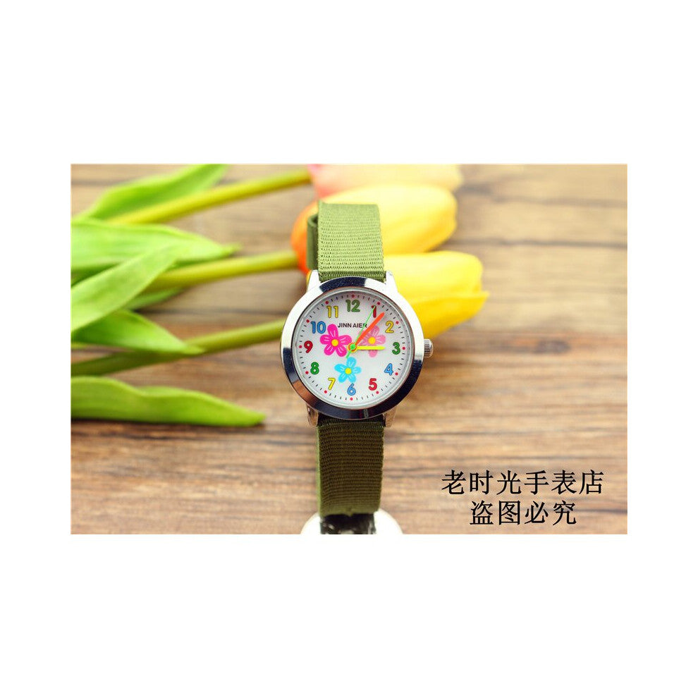 Top arrived children learn to time number quartz watch kids luminous hands nylon sports watches