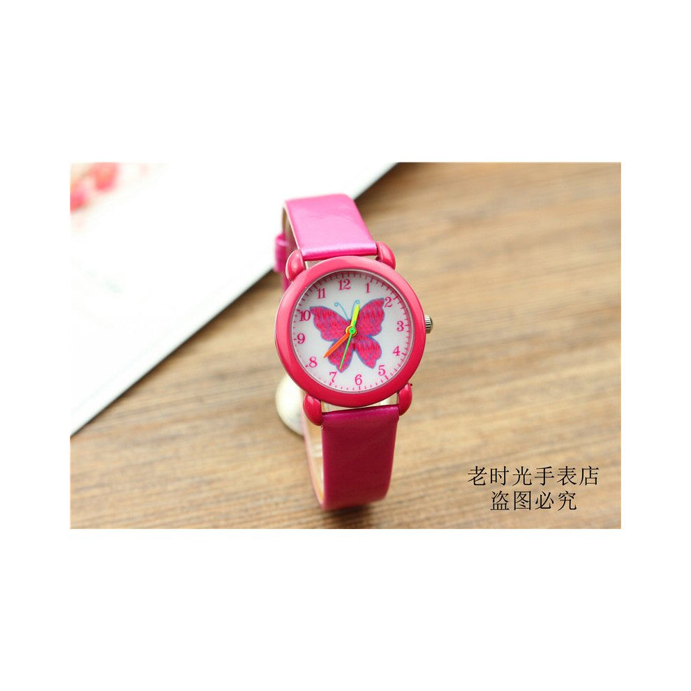 little kids cartoon quartz watches lovely boys and girls butterfly leather children clock Reloj de regalo