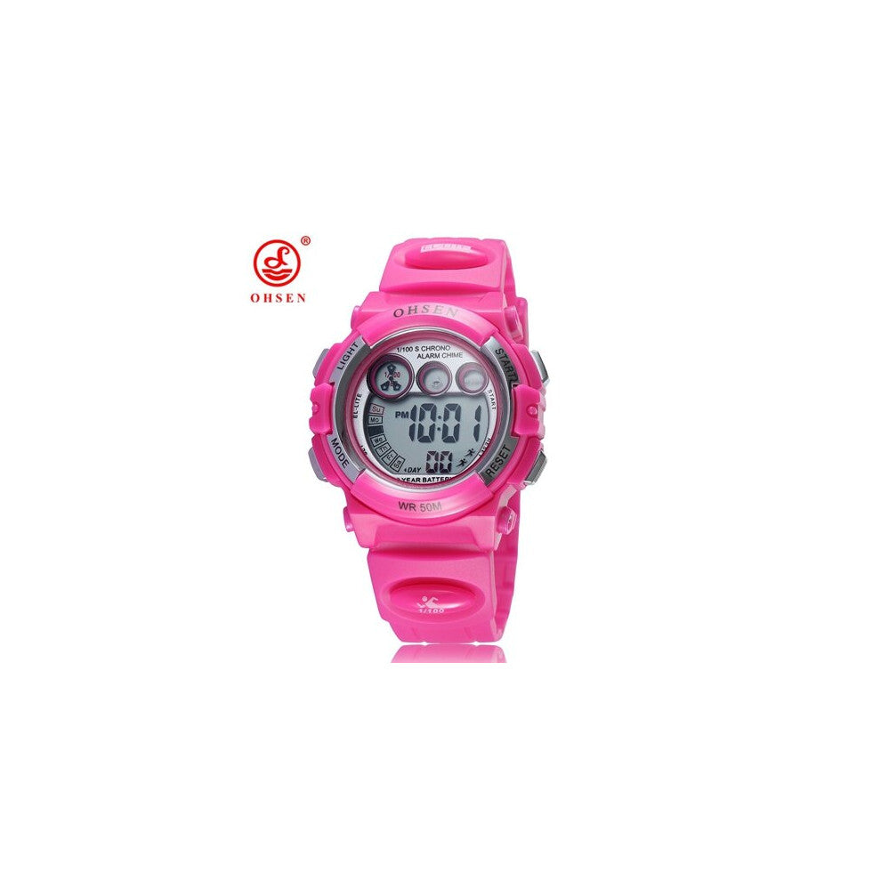 Digital Girl Kids Wristwatch Rubber Strap 50M Waterproof Purple Children Electronic Led Watches Sport Alarm Clock