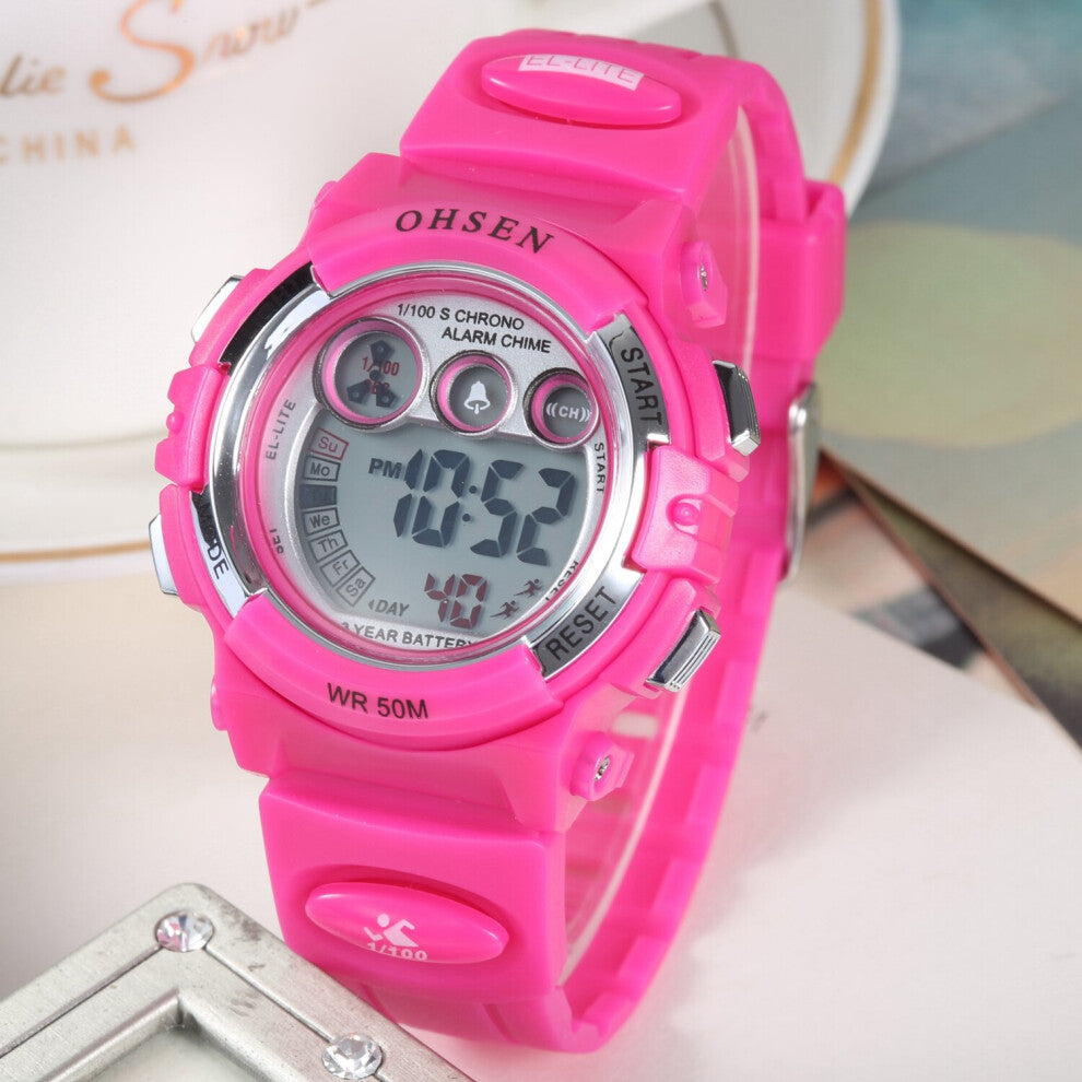 Digital Sport Kid Watches Outdoor Sport Waterproof Electronic Children Wrist Watch for Girl Boys Red Silicone Led Clocks