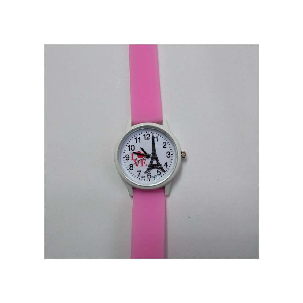 Romantic love Paris Tower Women Watches Kids Heart-shaped Children Girls Middle School Student Clock Crystal Dress Quartz Watch