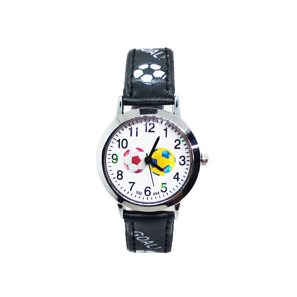 Cartoon Baseball Watch for Kids Leather Strap Football Watch Boys Quartz Watches Girls Duck Gift Clock Baby Toy Learning Time