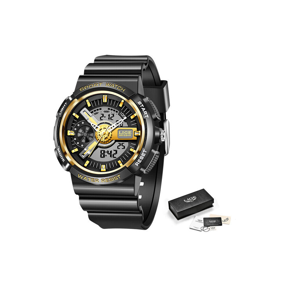 LIGE Military Kids Sport Watches 50M Waterproof Electronic Wristwatch Stop Watch Clock Children Digital Watch For Boys Girls+Box