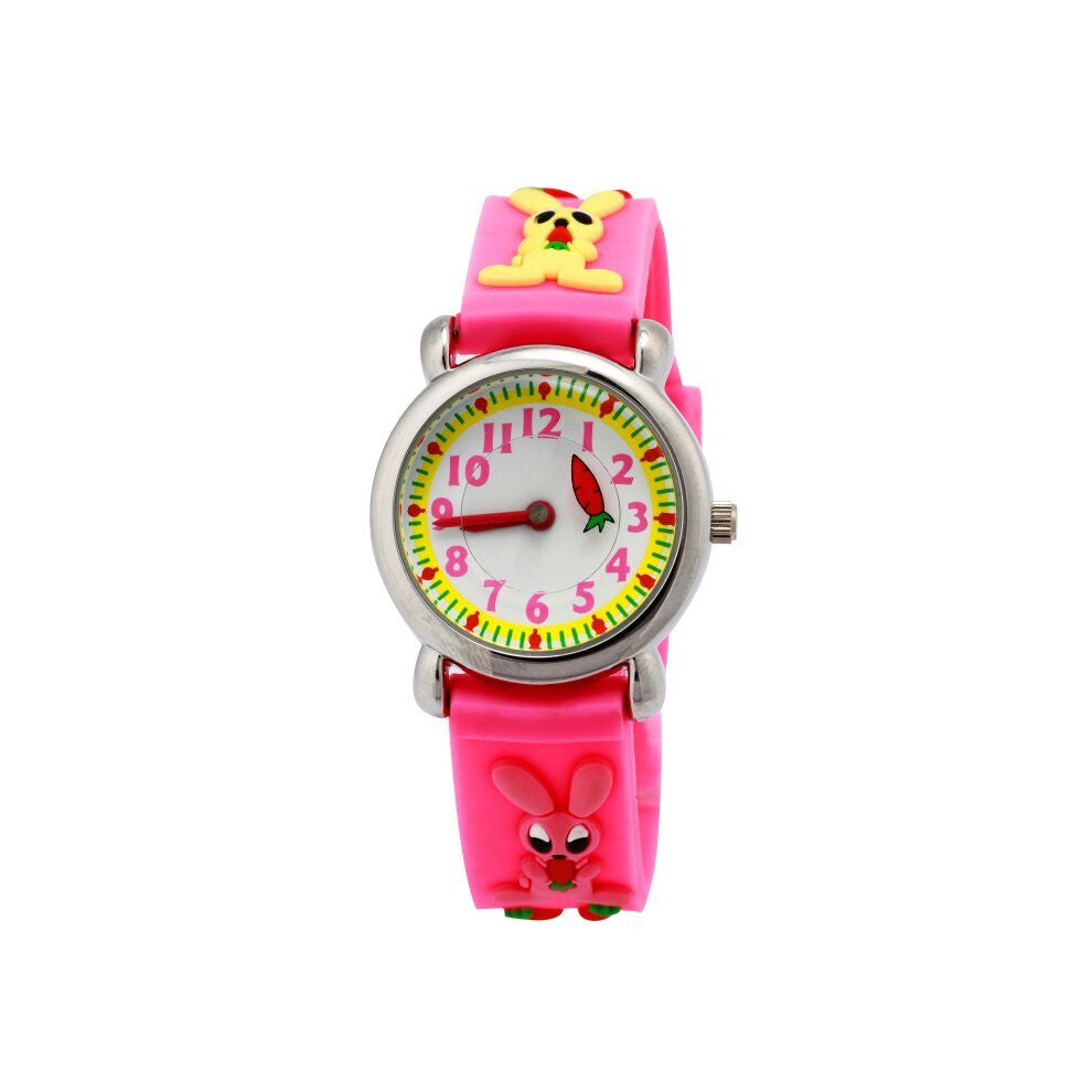1Pcs High Girl Kids Children's Gift Rabbit Watches Learn Time Tutor Student Wristwatch