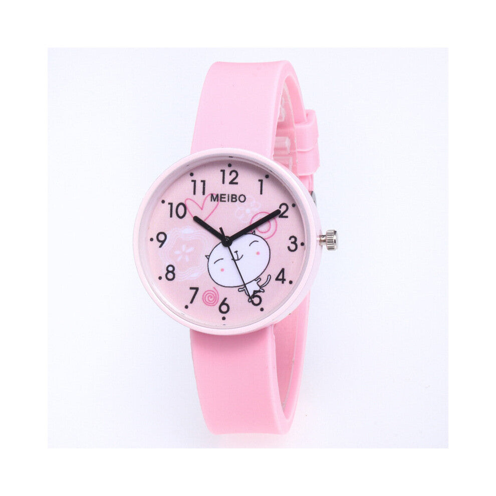 Kid Watch Top MEIBO Cartoon Cat Silicone Women watches Children Watch Student baby Time Clock Gift