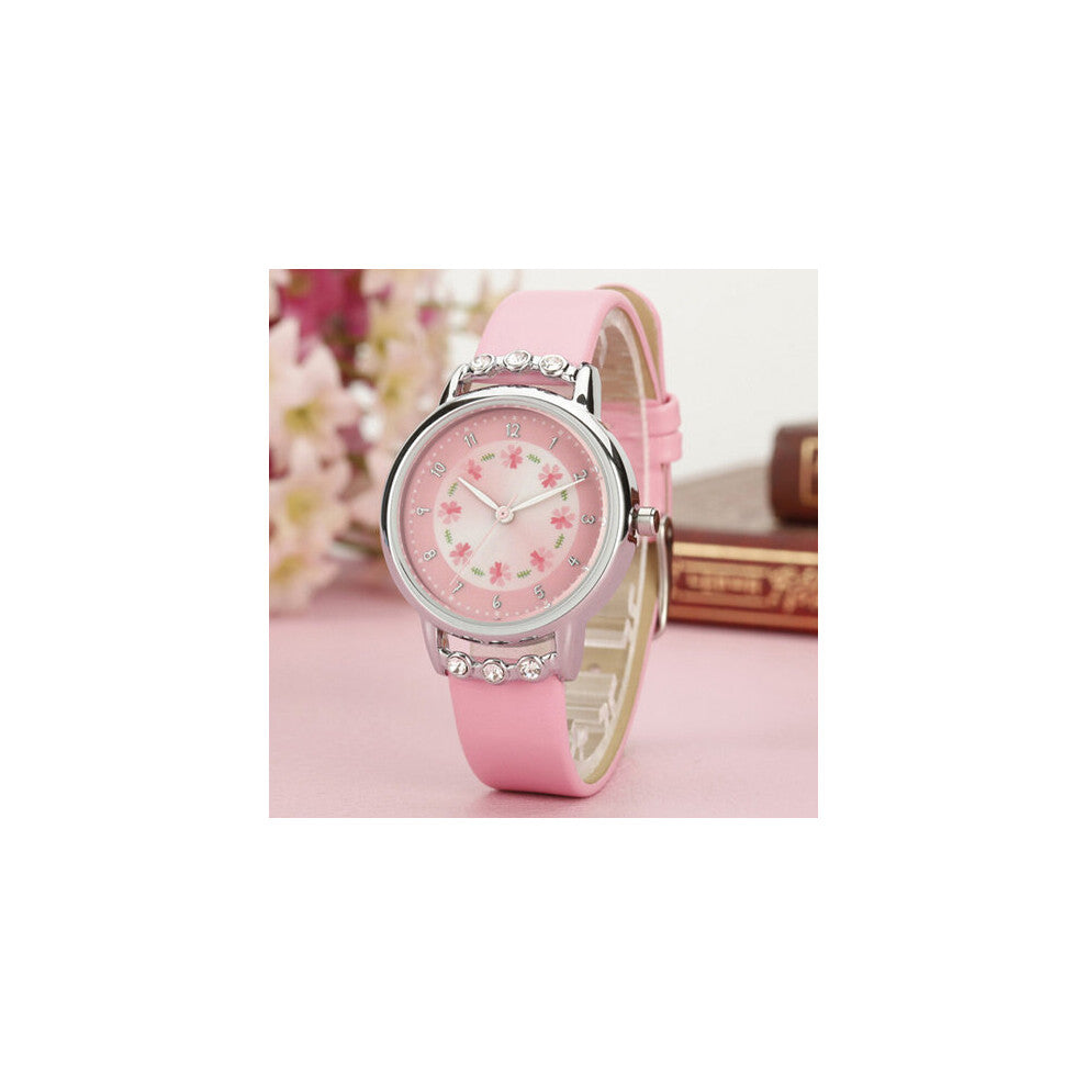 Cartoon Children Watch Princess Watches Girl Student waterproof leather Quartz Clock kids diamond Watch