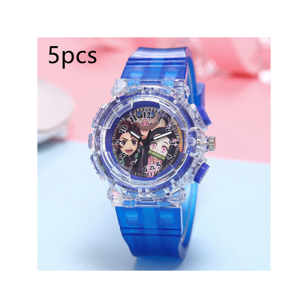 Anime Demon Slayer Kimetsu No Yaiba Cosplay Luminous Watch Agatsuma Zenitsu Pattern Watches for Kids Halloween Bangles