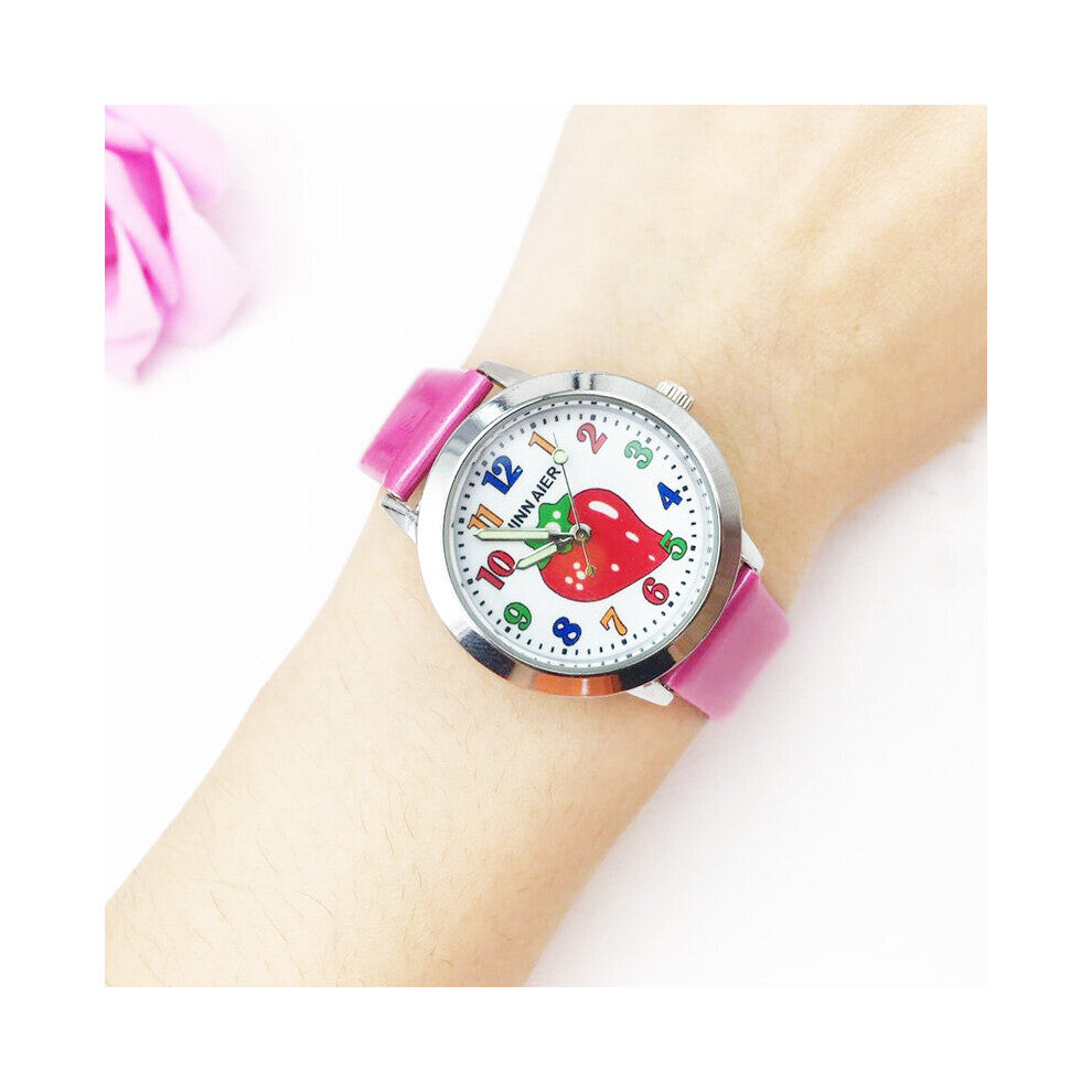 Children's Watches for Girls Boy Colorful Strawberry Pattern Quartz Watch Kids Student Wristwatches Female Ladies Clock