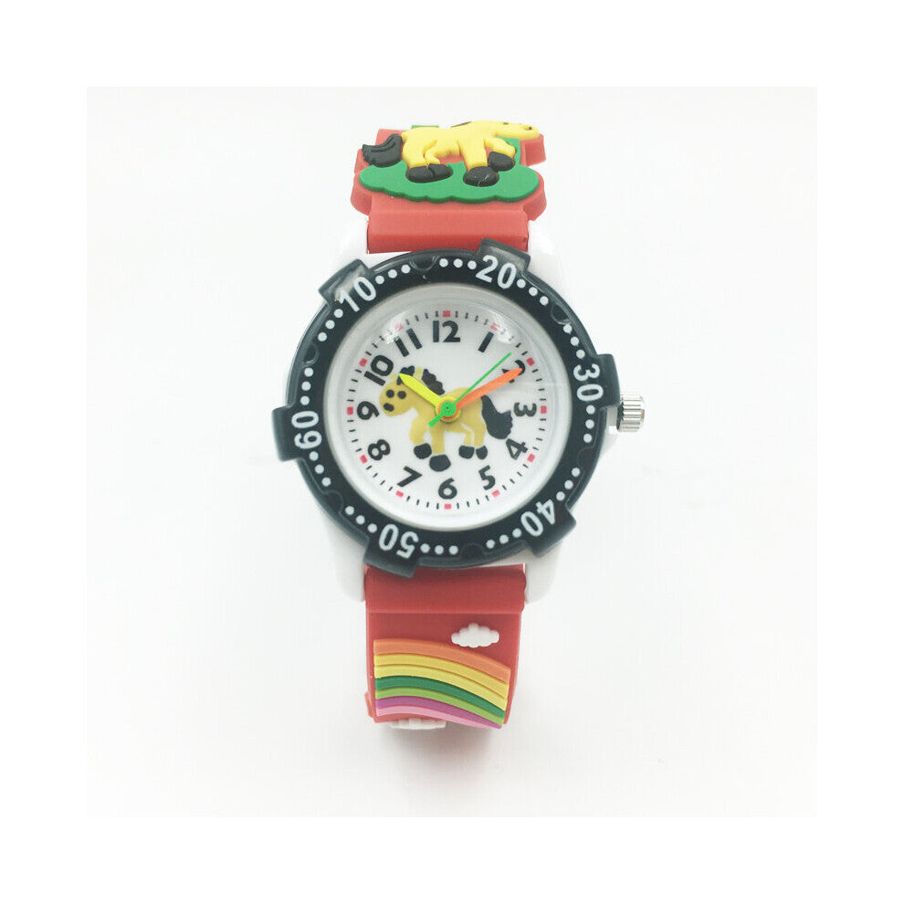 3D Horse Children Watches Analog Quartz Boys Watch Girls Wristwartches Waterproof Jelly Silicone Band Kids Watches