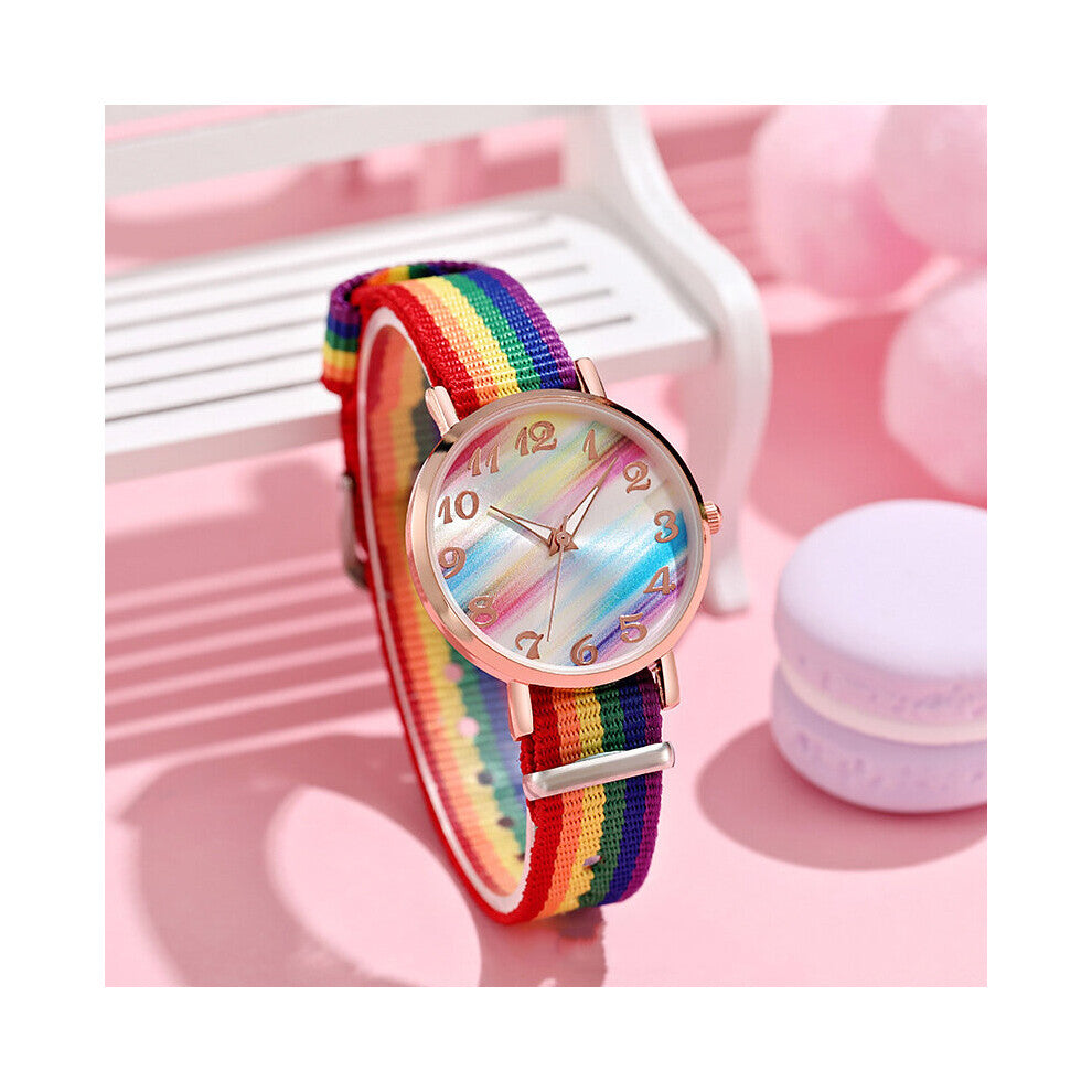 Rainbow Women's Watch Nylon Strap Colorful Wristwatch For Ladies Casual Quartz Female Clock Students' Gift reloj