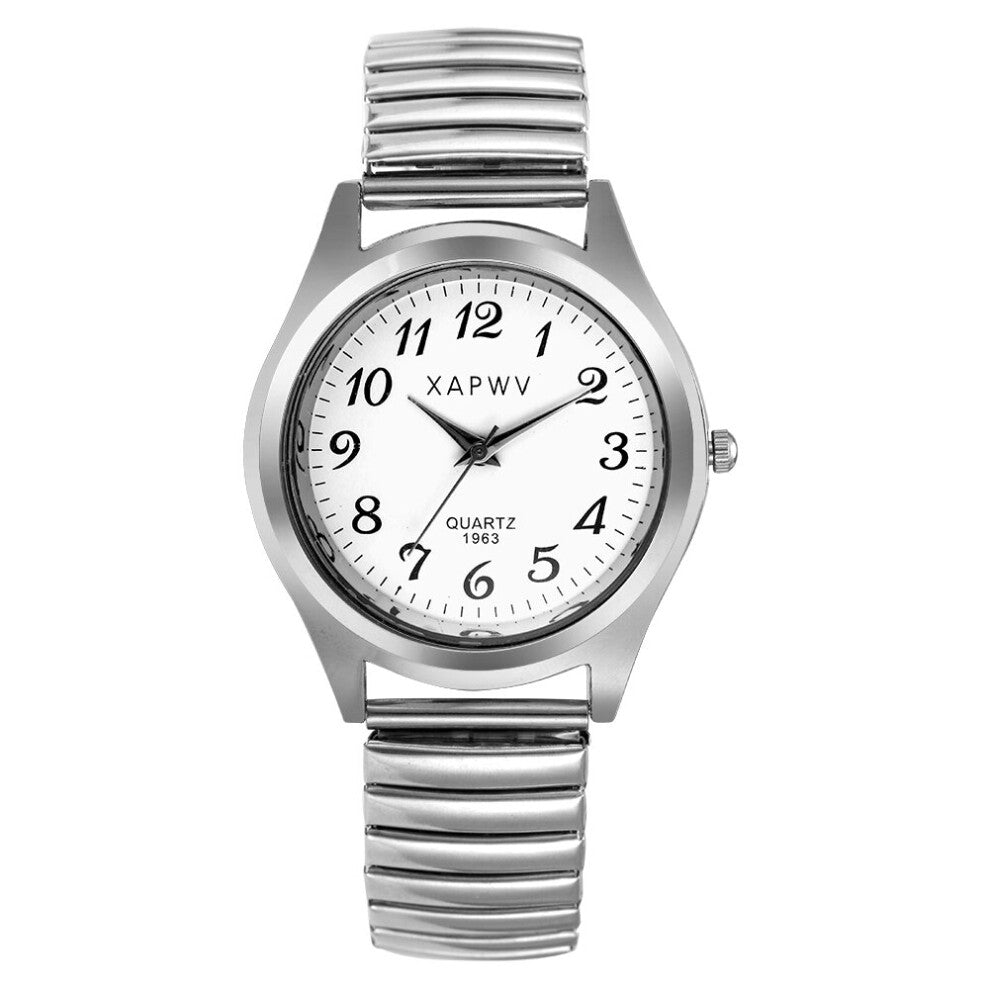 Vintage Business Men Watches Elastic Bracelet Women Watch Sliver Quartz Clock Couple Party
