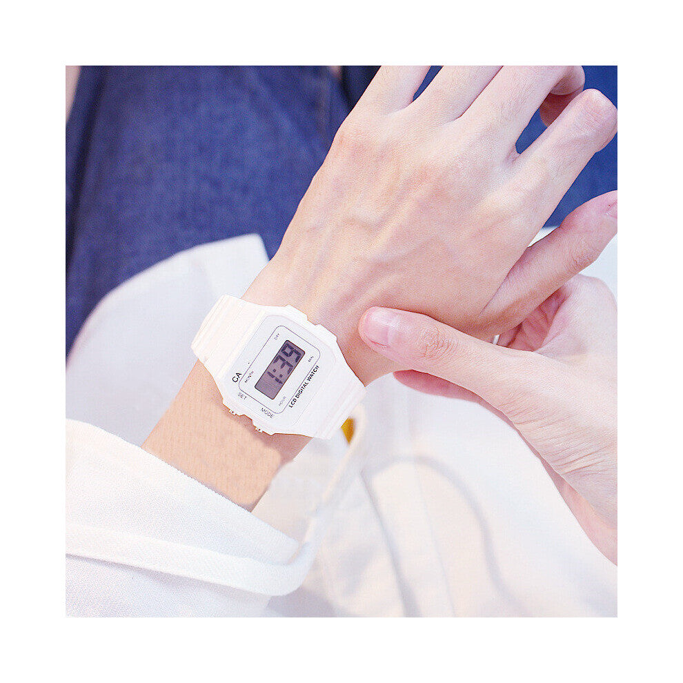 LED Square Bell Women Student Sen Female Small Fresh Watch Silicone Strap Digital Watches Child Clocks Boy Gift