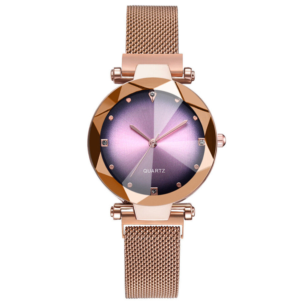 Women Mesh Magnet Buckle Starry Sky Watch Casual Ladies Geometric Surface Quartz Watches Relogio Feminino