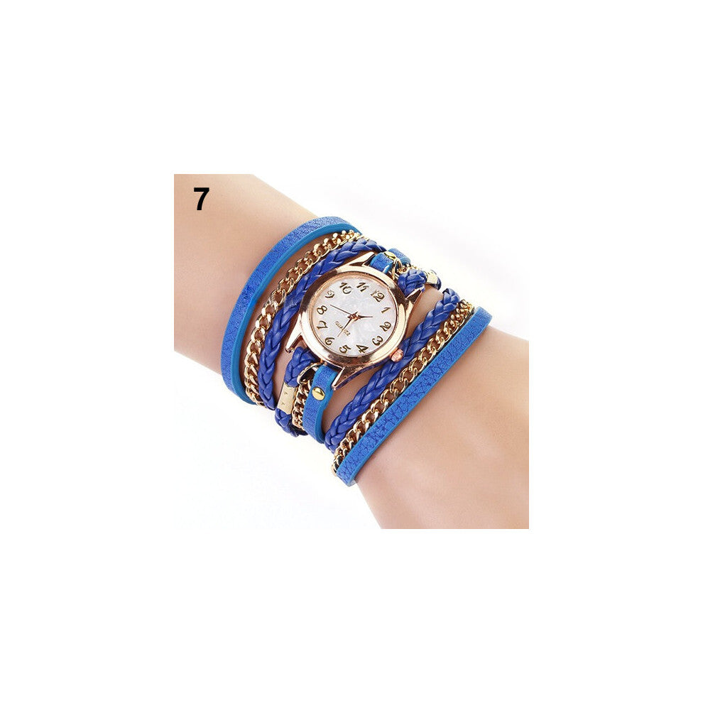 Wrist Watch Women Vintage Multilayer Faux Leather Alloy Braided Bracelet Wrist Watch Jewelry Women Quartz Watch Casual Watches
