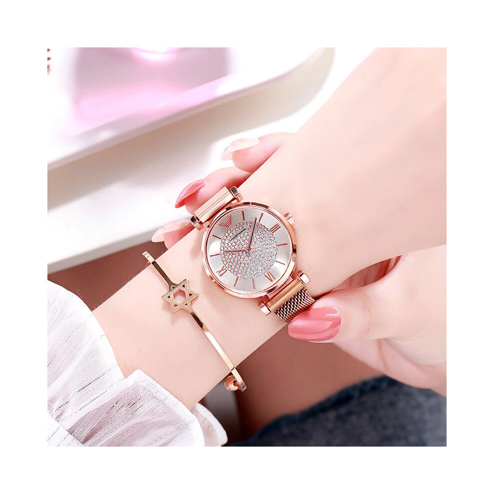 Tephea Top Watches Women Alloy Analog Quartz Red Ladies Wrist Watch Rhinestone Leather Strap Purple Relogio