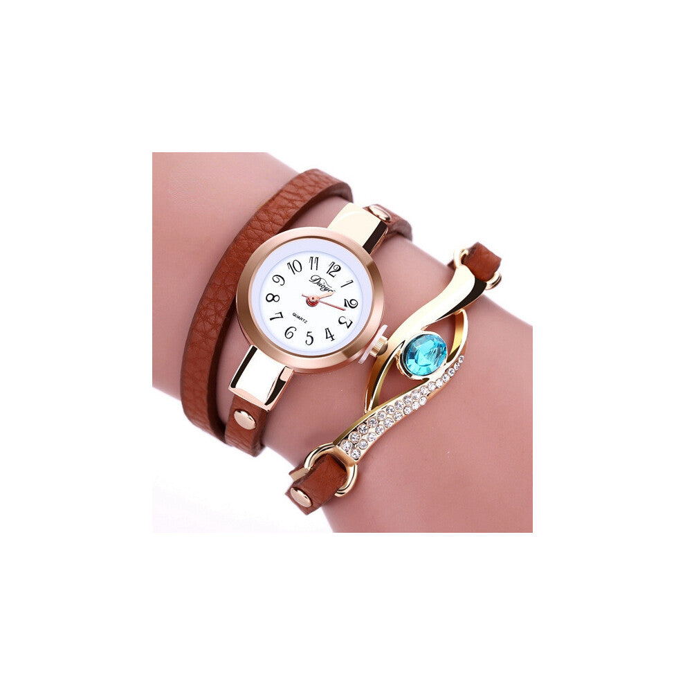 Watch Women Eye Gemstone Dress Watches Women Bracelet Halloween Gift Leather Quartz Wristwatches