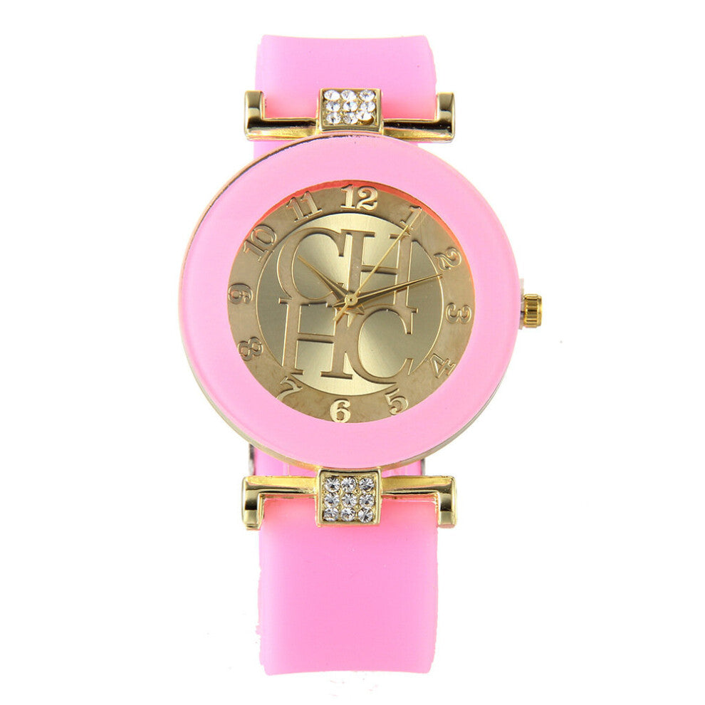 Women Watch Sports Waterproof Silicone Diamond Strap Letters Arabic Digital Ladies Quartz Wrist Watches