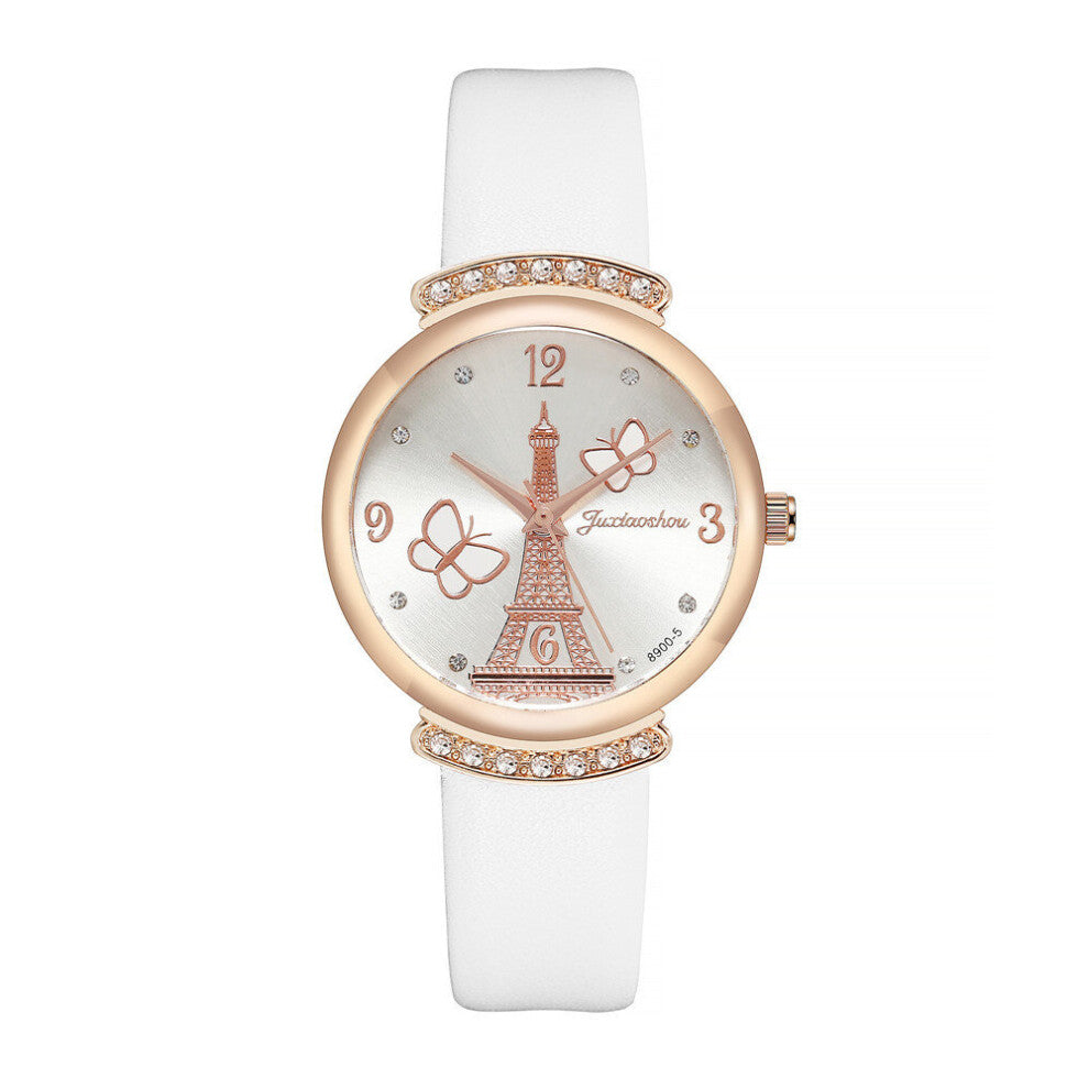 Women Watches Eiffel Tower Pattern Quartz Watch Female Casual Leather Wristwatch Clock Relogio Feminino