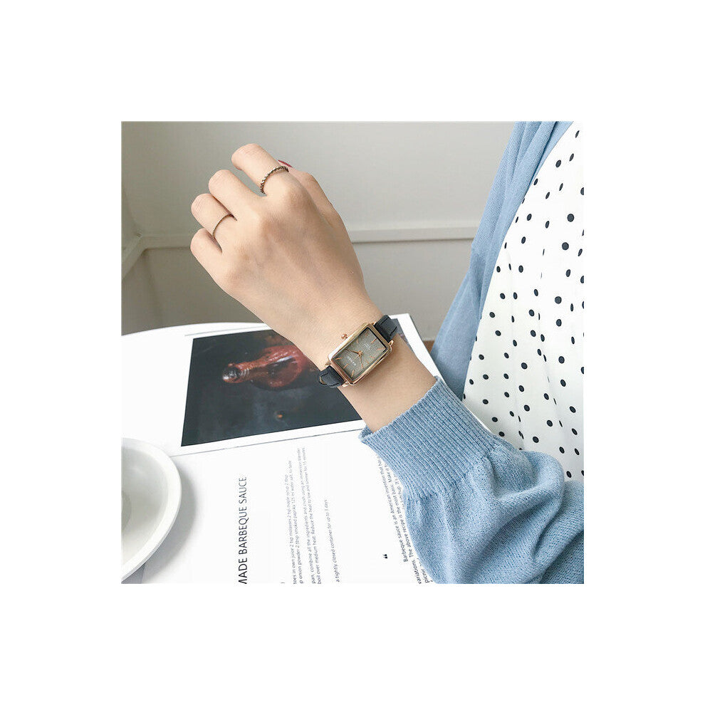 Rectangle Ladies Watch Brown Quartz Clock Women's Casual Retro Leather Watches Female Wristwatches