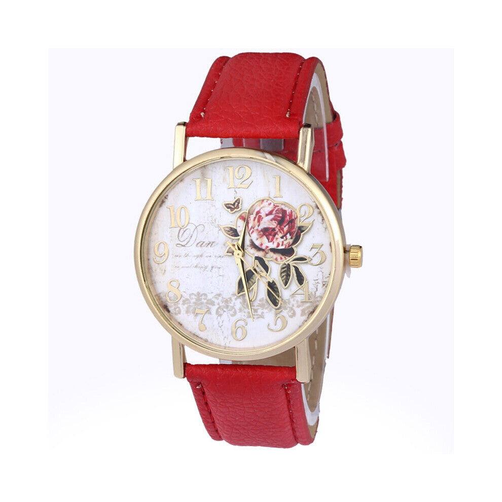 orologio donna Hot Selling Leather Wrist Watches Arrival Rose Pattern Watches For Women Gift Casual Students Watch