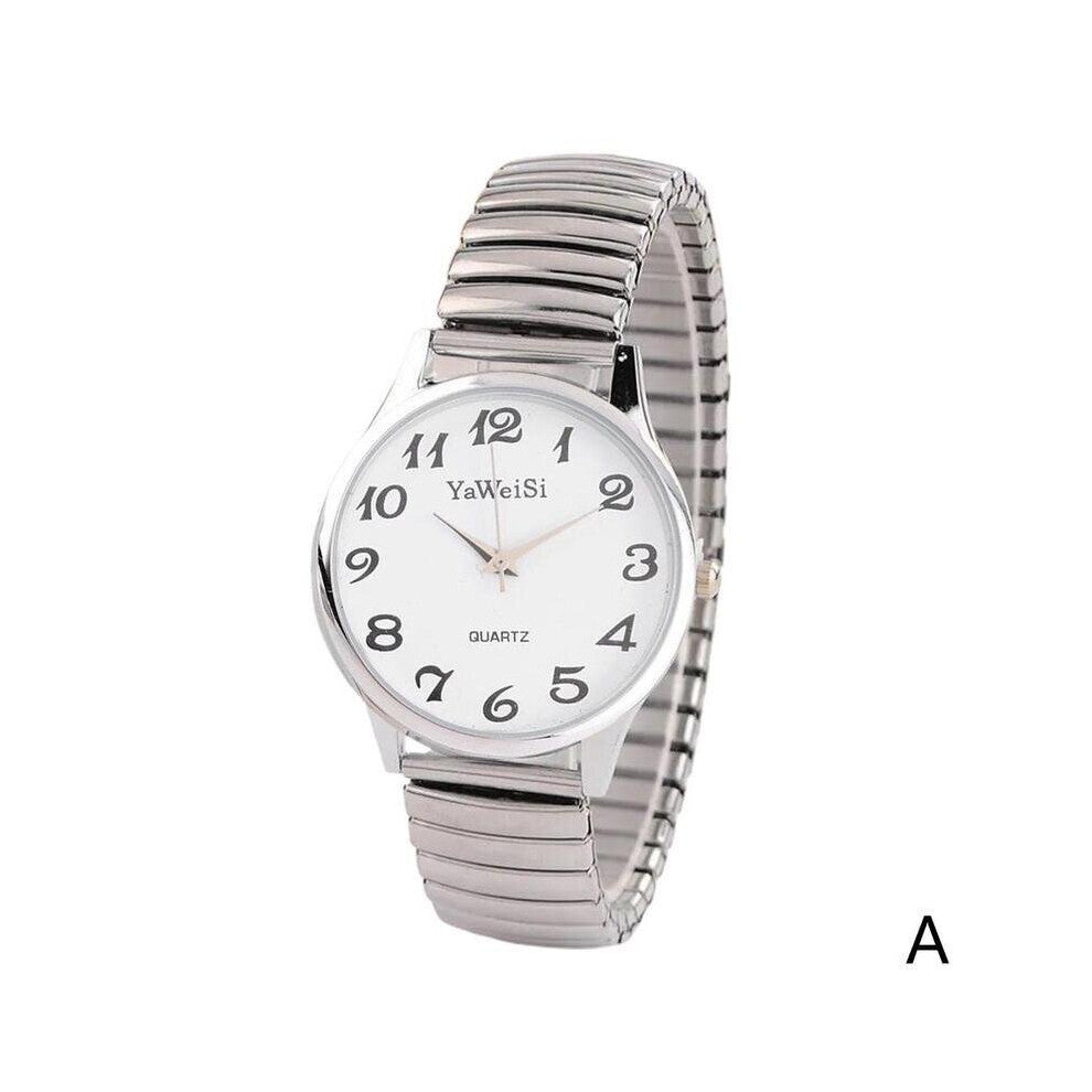 Silver Elastic Strap Quartz Watches Couple Clock Watches Watches For Women Wrist Business Men Casual Wa S5O5