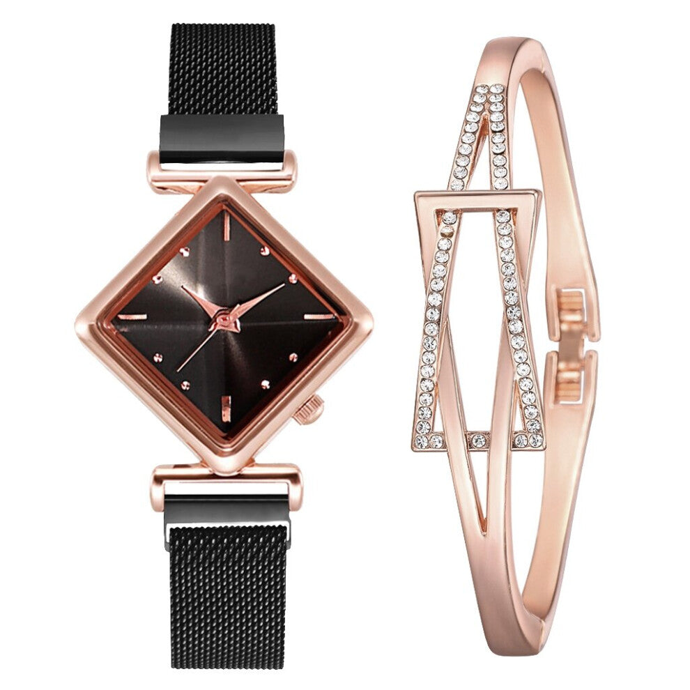 Women Square Watch Ladies Quartz Magnet Buckle Gradient Watches Relogio Feminino For Gift Clock