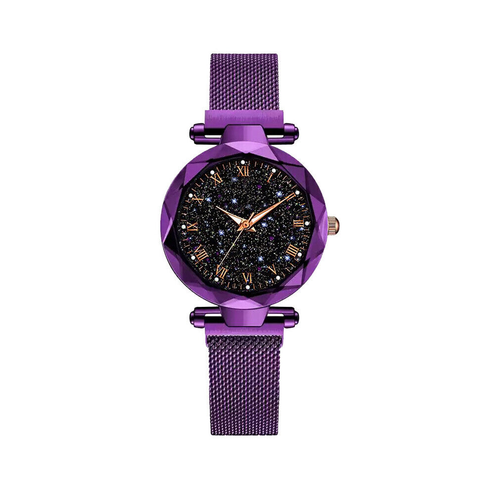 Starry Sky Watches Women'S Magnetic Magnet Buckle Quartz Watches Geometric Surface Female Luminous Watch